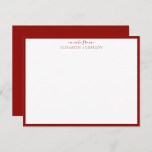 Carte De Correspondance Ruby Red 'A Note From' Classic Border Note Card