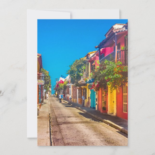 Carte De Correspondance Rue traditionnelle de Carthagène en Colombie (Devant)