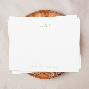 Carte De Correspondance Sage Classique Élégant Initiales de Couple Personn