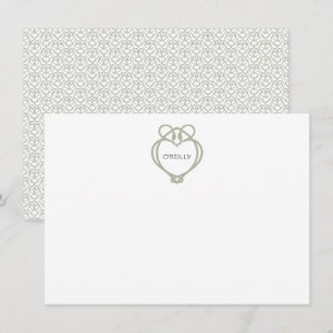 Carte De Correspondance Sage Green Irish Celtic Swan Love Knot Nom de fami