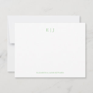 Carte De Correspondance Sage Green Monogramme Couple Initiales Personnalis