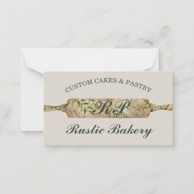 Carte De Correspondance Sage rustique ivoire Rouler Boulangerie Pâtisserie (Devant)