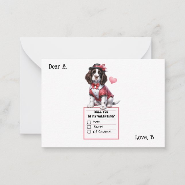 Carte De Correspondance Saint-Valentin Épagneul Springer Anglais personnal (Devant)