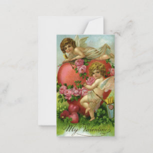 Carte De Correspondance Saint-Valentin Victorien Vintage Anges Cœur Rose