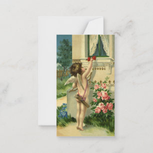 Carte De Correspondance Saint-Valentin victorienne vintage, coeurs d'ange