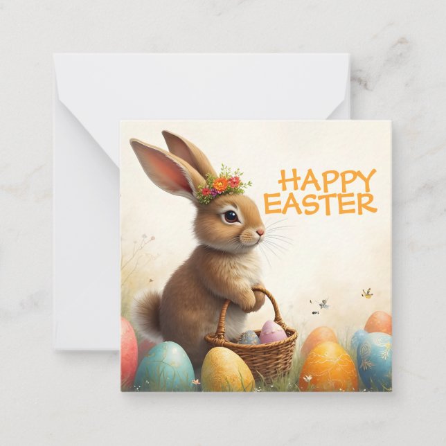 Carte De Correspondance Salutations printanières du lapin de Pâques (Devant)
