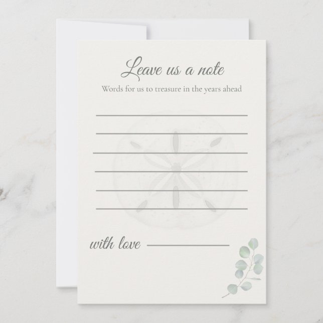 Carte De Correspondance Sand Dollar Wedding Message Cards | (Devant)
