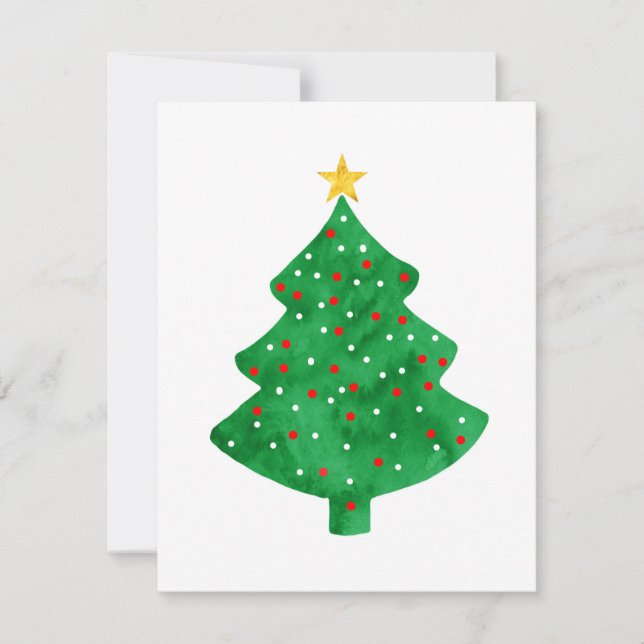 Carte De Correspondance Sapin de Noël à l'aquarelle persistante (Devant)