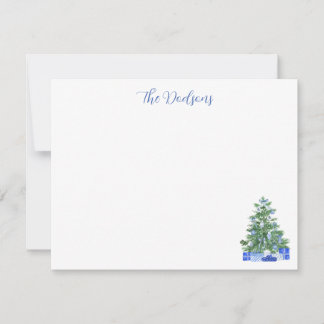 Carte De Correspondance Sapin de Noël en Chinoiserie Bleue