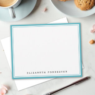 Carte De Correspondance Sapphire Blue Classic Double Bordure Correspondanc