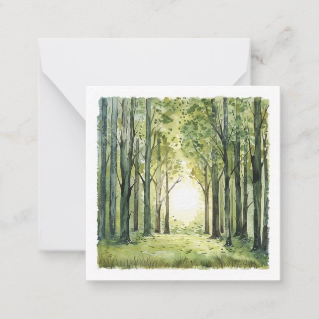Carte De Correspondance Scène d'aquarelle de forêt enchantée (Devant)