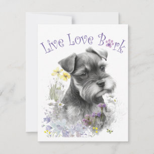 Carte De Correspondance Schnauzer Chien Maman Floral