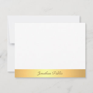 Carte De Correspondance Script calqué Texte Or Blanc Professionnel