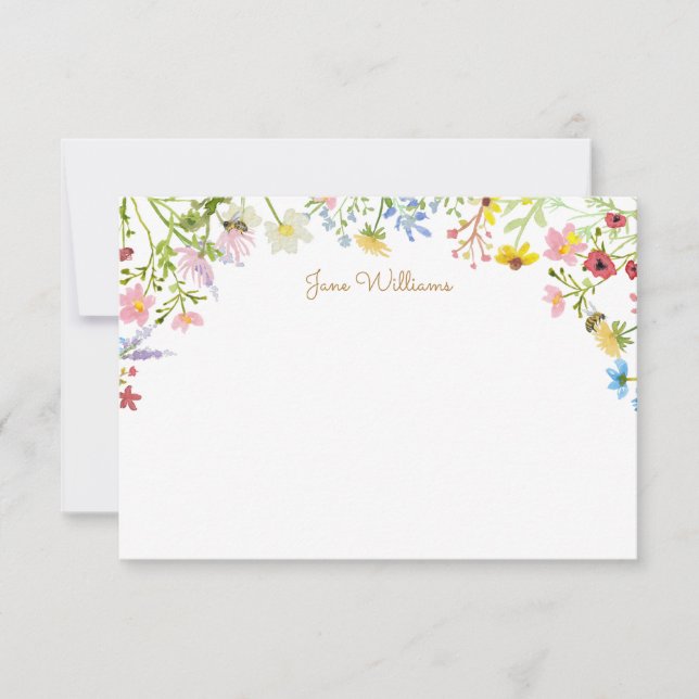 Carte De Correspondance Script d'abeille fleur sauvage personnalisé (Devant)