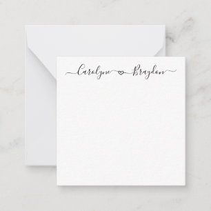 Carte De Correspondance Script élégant Coeur Couple Nom Mariage Nouveau ma