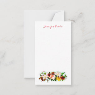 Carte De Correspondance Script manuscrit Texte Aquarelle Fleurs Élégantes
