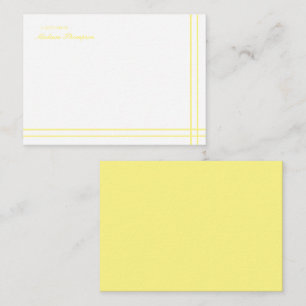 Carte De Correspondance Script minimaliste Jaune clair double bordure