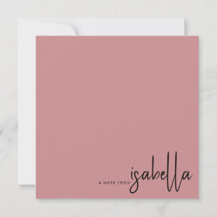 Carte De Correspondance Script Minimaliste Moderne Nom Note De Dusty Rose