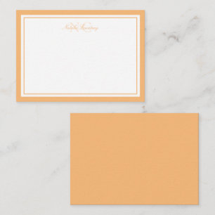 Carte De Correspondance Script minimaliste Orange Deux bordures Monogramme