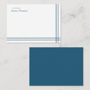 Carte De Correspondance Script minimaliste Turquoise bleu 2 côté double bo