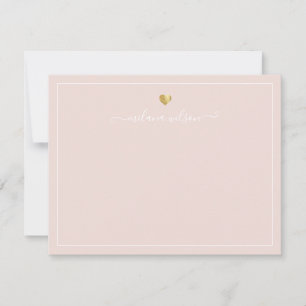Carte De Correspondance Script moderne Calligraphie Gold Heart Chic Girly