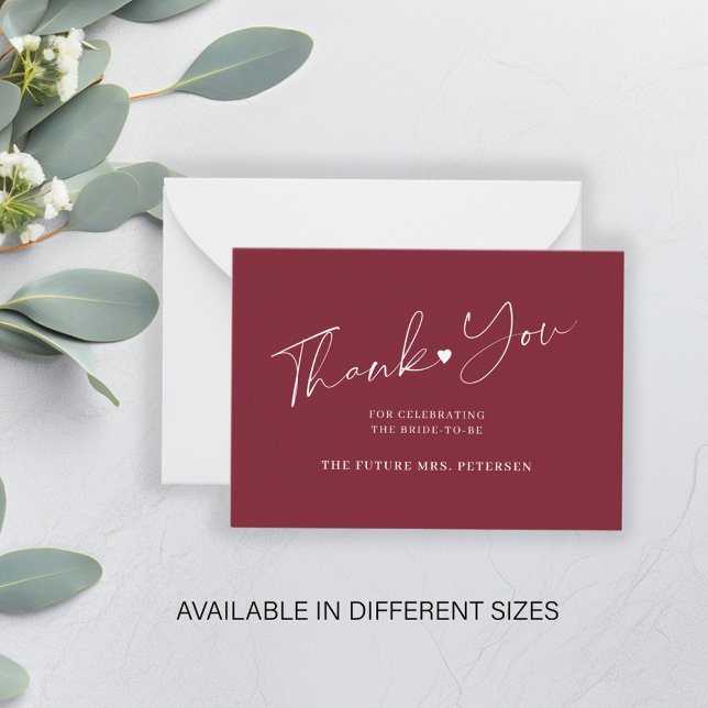 Carte De Correspondance Script nuptiale budget burgundy merci pas (Créateur téléchargé)