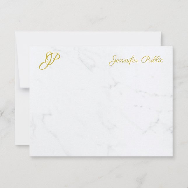 Carte De Correspondance Script Or Moderne Simple Élégant Monogramme Pour E (Devant)