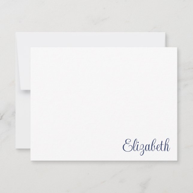 Carte De Correspondance Script Signature Marine Blue Stationery (Devant)