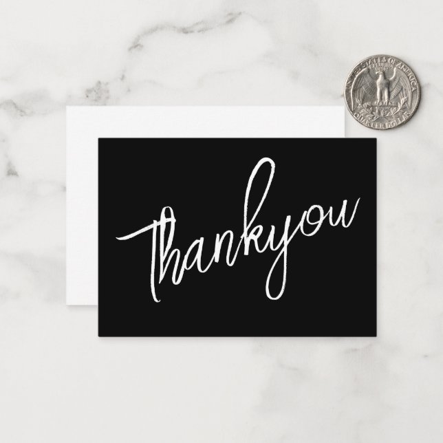 Carte De Correspondance Script Thankyou Noir (Devant/Arrière en situation)