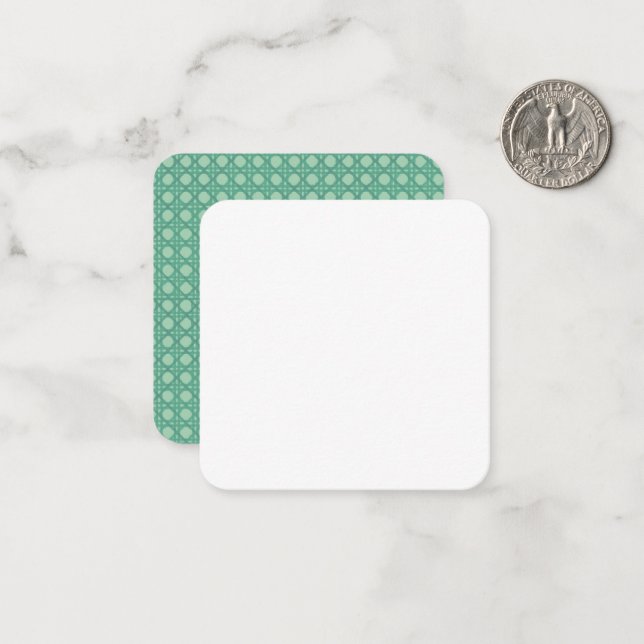 Carte De Correspondance Seafoam Rattan Flat Note Card (Devant/Arrière en situation)