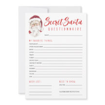Secret Père Noël Questionnaire échange de cadeaux