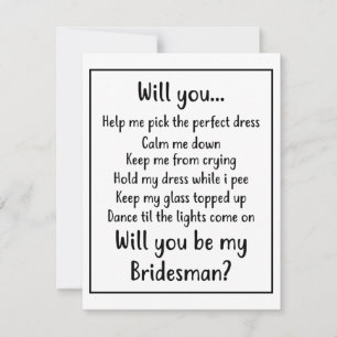 Carte De Correspondance Seras-tu mon Bridesman ?
