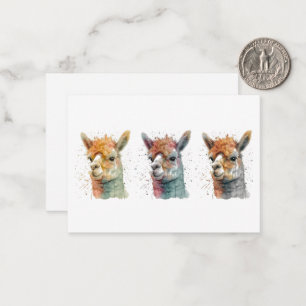 Carte De Correspondance série de trois alpacas en aquarelle