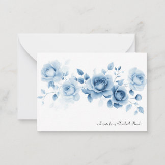 Carte De Correspondance Shades of Blue Roses Vintage Floral Design