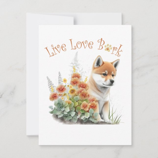 Carte De Correspondance Shiba Inu Chien Maman Florale (Devant)