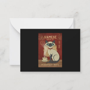 Carte De Correspondance Siamese Cat Café Aimer Purrfect Goût Café Cat