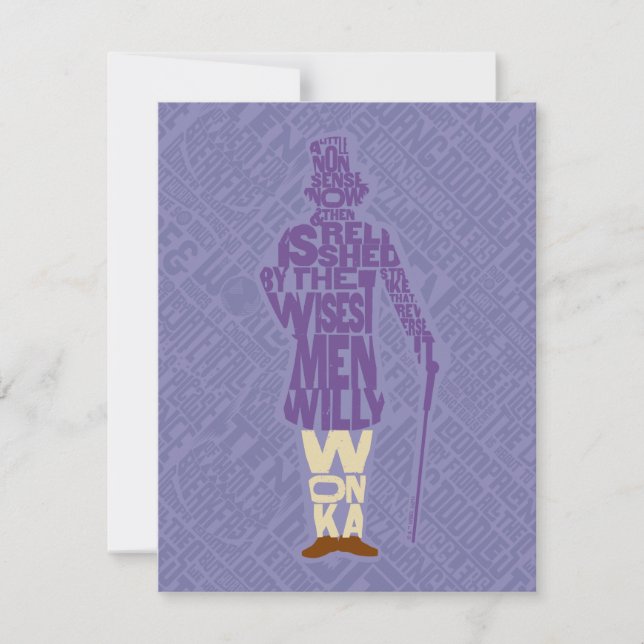 Carte De Correspondance Silhouette de citation de Willy Wonka (Devant)