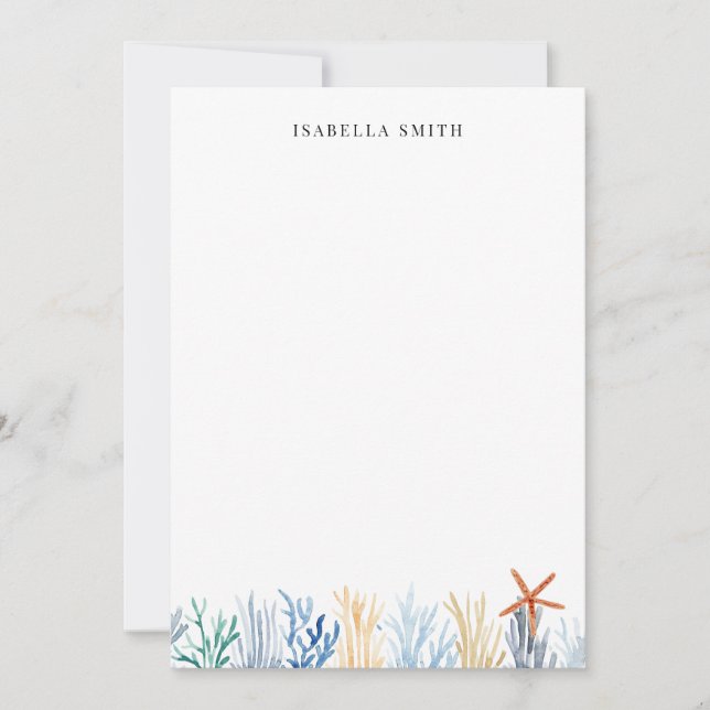 Carte De Correspondance Simple aquarelle corail personnalisé (Devant)