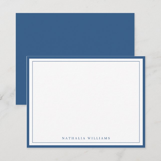 Carte De Correspondance Simple Base Marine Bleu Frontière Stationery (Devant / Derrière)