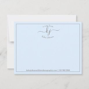 Carte de correspondance simple bleu à en-tête