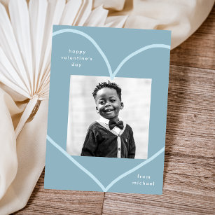 Carte De Correspondance Simple Blue Heart Classroom Valentine's Day Card