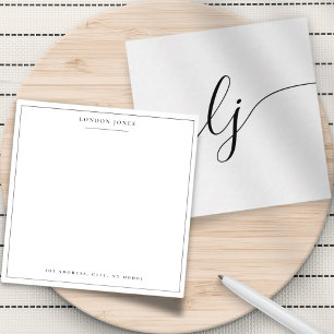 Carte De Correspondance Simple Calligraphie Monogramme Élégant Personnalis