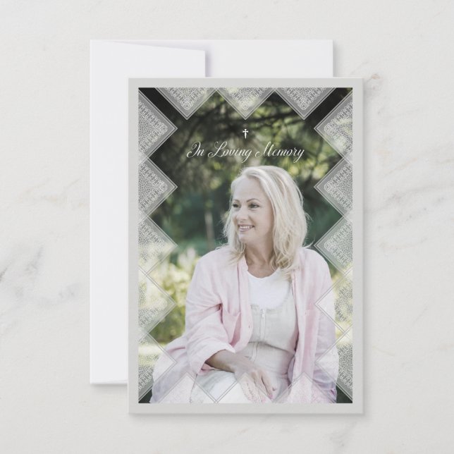 Carte De Correspondance Simple Classic Lace Photo Funeral Service (Devant)