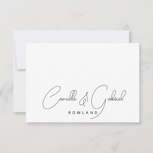 Carte De Correspondance Simple Elegant Couple Names Script Monogramme (Devant)
