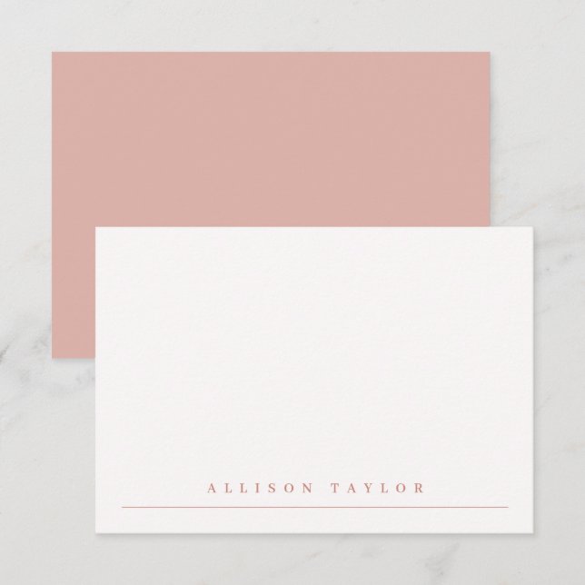 Carte De Correspondance Simple élégant Dusty Pink Nom personnalisé (Devant / Derrière)