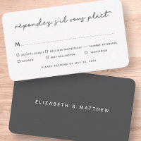 Simple élégant Mariage chic option repas RSVP