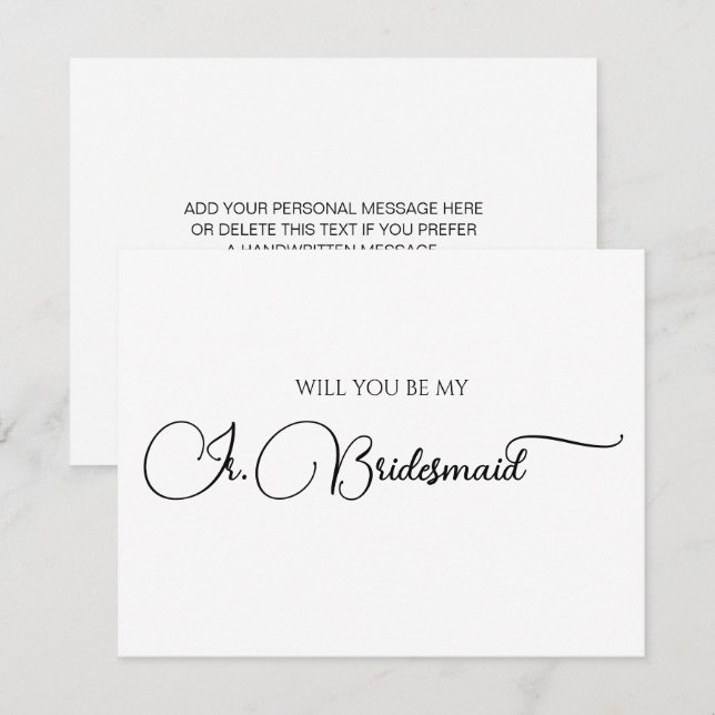 Carte De Correspondance Simple Élégant Script Junior Bridesmaid Propositio (Devant / Derrière)