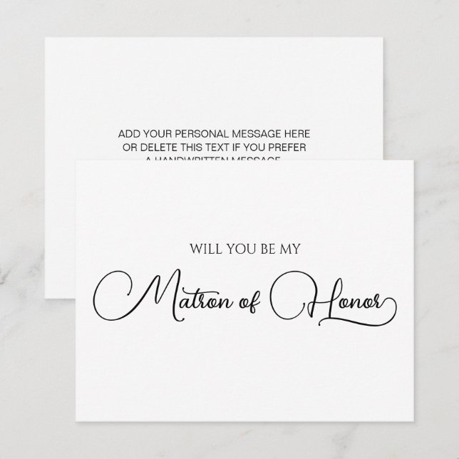 Carte De Correspondance Simple élégante matron de texte d'honneur (Devant / Derrière)
