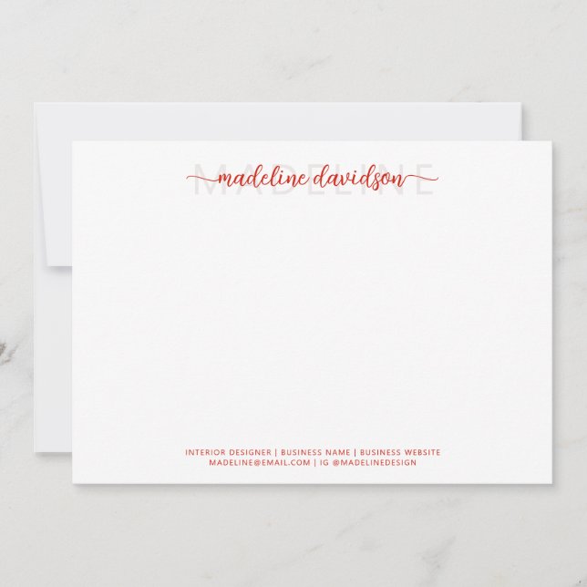 Carte De Correspondance Simple Fille Candy Rouge Nom Papier (Devant)