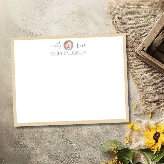 Carte de correspondance simple hérisson beige doux (Créateur téléchargé)